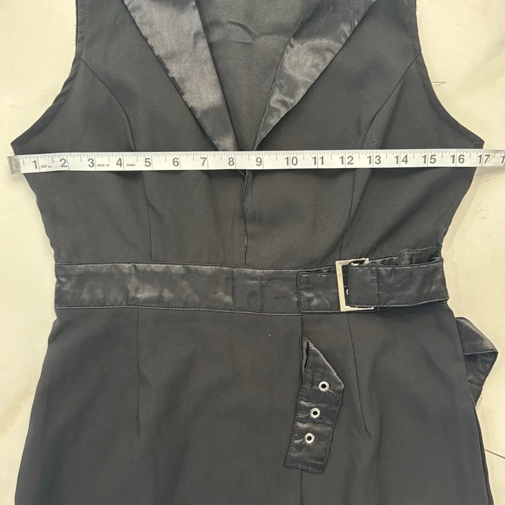 PrettyLittleThing Black Sleeveless Mini Dress with Buckles.  Sz 6 - Picture 10 of 14